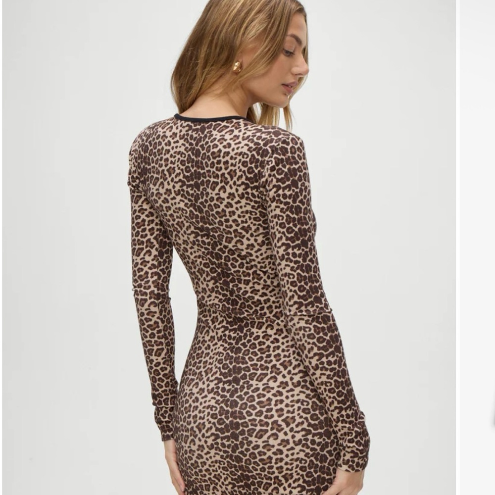 Frankie's Bikinis Cheetah Print Bodycon Dress Brown Tan - Picture 4 of 8